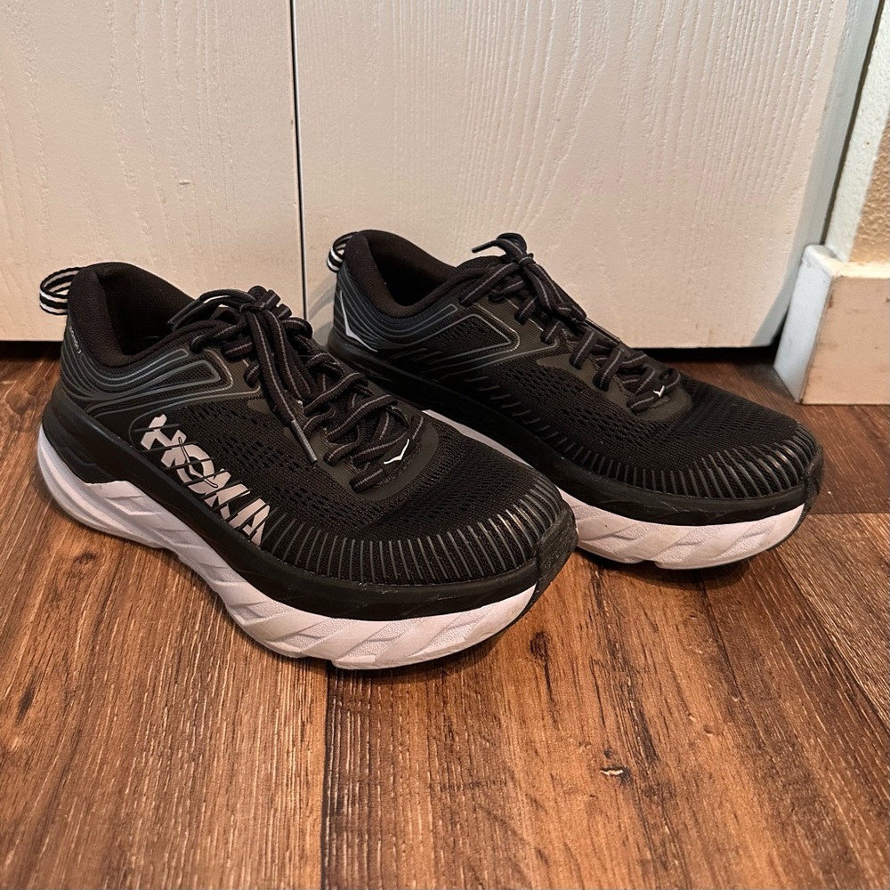 Hoka One One Black Sneakers with Striped Insole